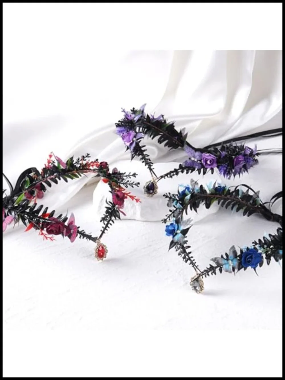 Gothic Butterfly Fairy Crown, Black Flower Elf Headpiece, Adjustable